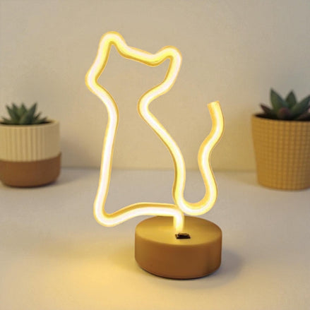Neon LED Table Lamp for Bedroom – Cute Night Light for Kids and Adults | Colorful Neon Signs in Cactus, Rainbow, Unicorn, Cat, and Bat Shapes | USB & Battery Powered Home Décor Lamp