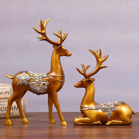 European Style Resin Deer Figurine | Elegant Living Room Decor