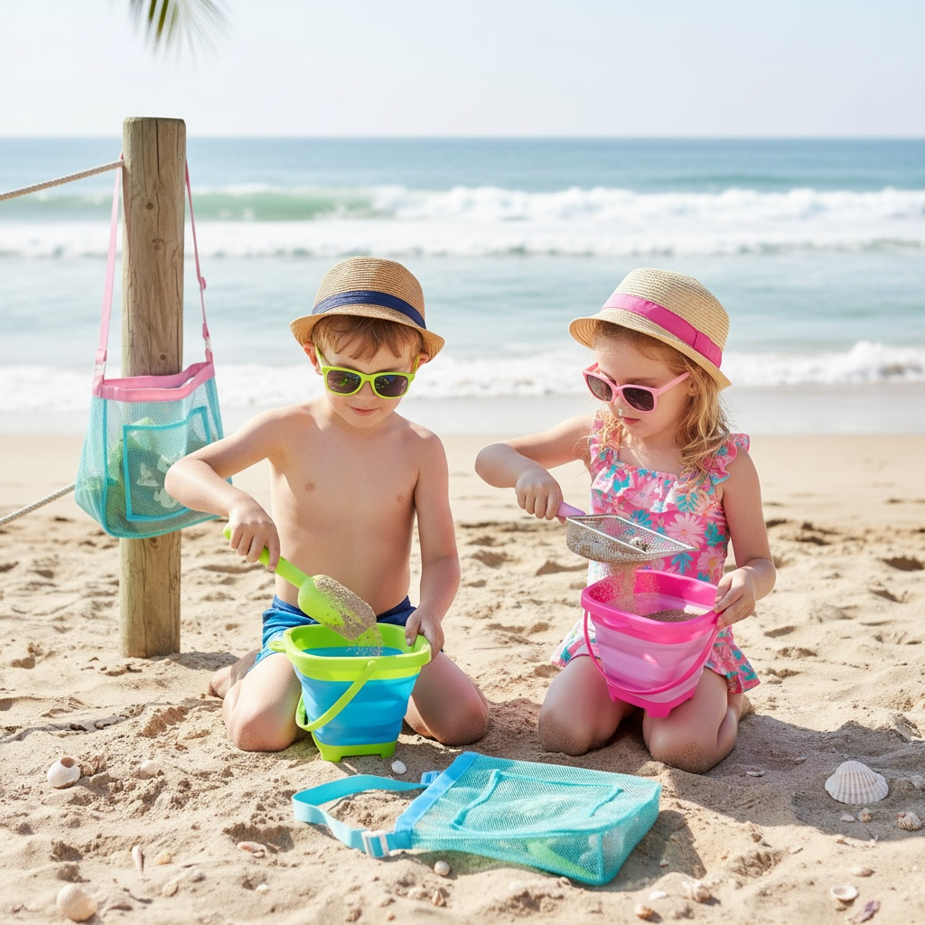 Kids 8PCS Beach Sand Toy Set – Fun & Foldable Adventure! by Wave & Hang