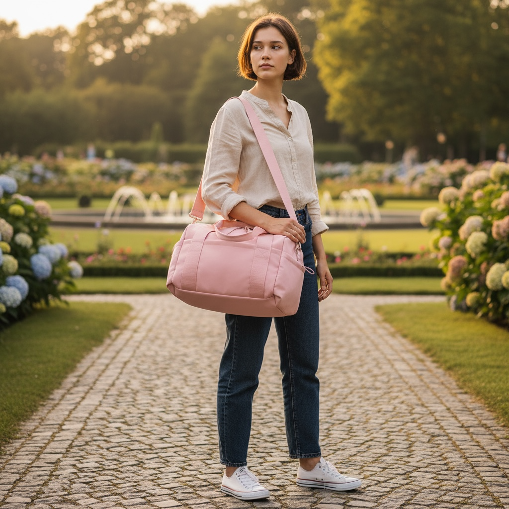 Sports Duffel Bag Lightweight Nylon Water Resistant Shoulder Strap by Wave & Hang