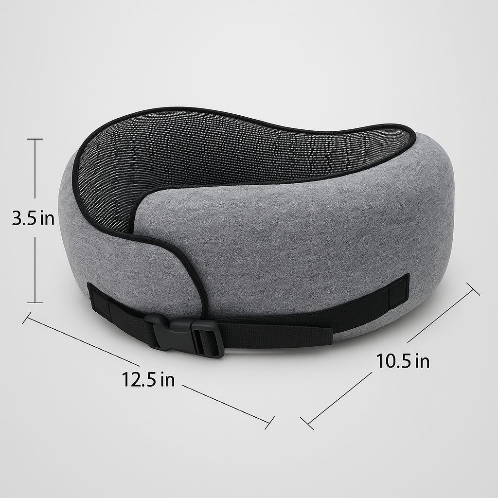 Premium Memory Foam Travel Neck Pillow Ergonomic U Shaped Support For Flights Cars And Office by Wave & Hang