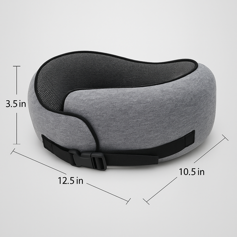 Premium Memory Foam Travel Neck Pillow Ergonomic U Shaped Support For Flights Cars And Office by Wave & Hang