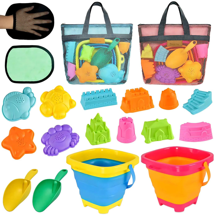 Aclarastra Collapsible Beach Sand Toys - Travel Set for Kids
