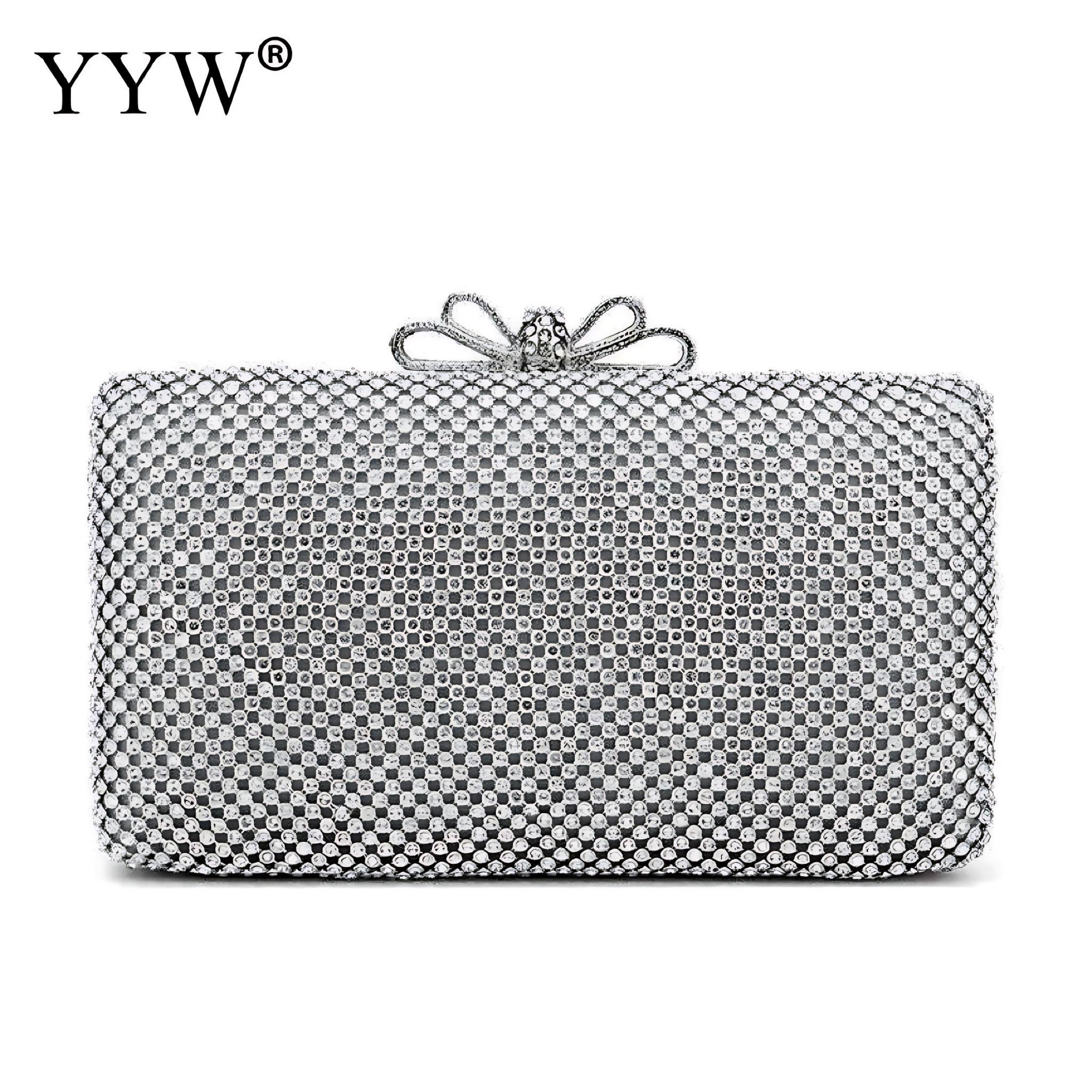 Silver Glitter Evening Clutch - Glamorous Handbag for Women by Wave & Hang