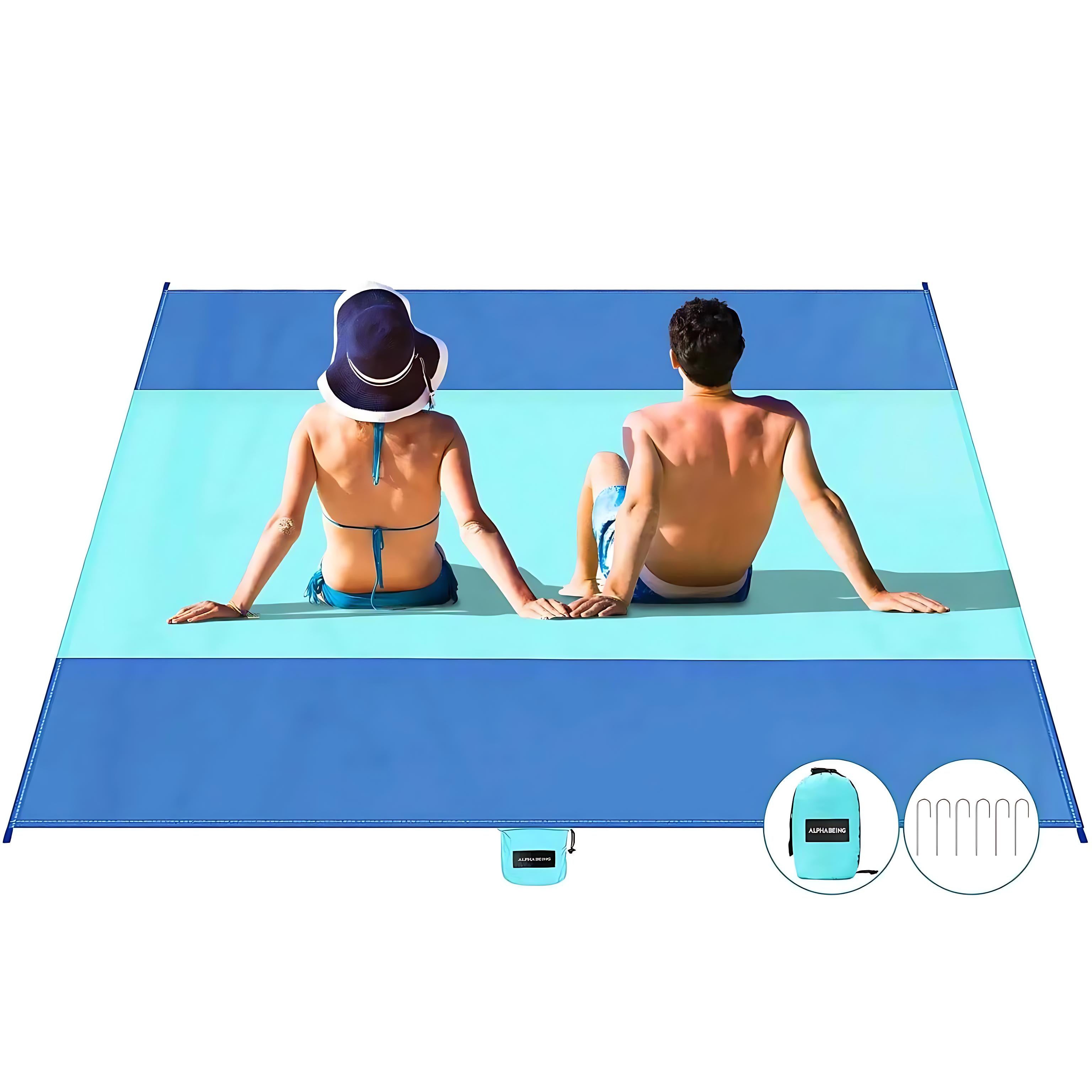 AlphaBeing Beach Blanket - Waterproof & Sandproof 7x7 ft for 6 Adults