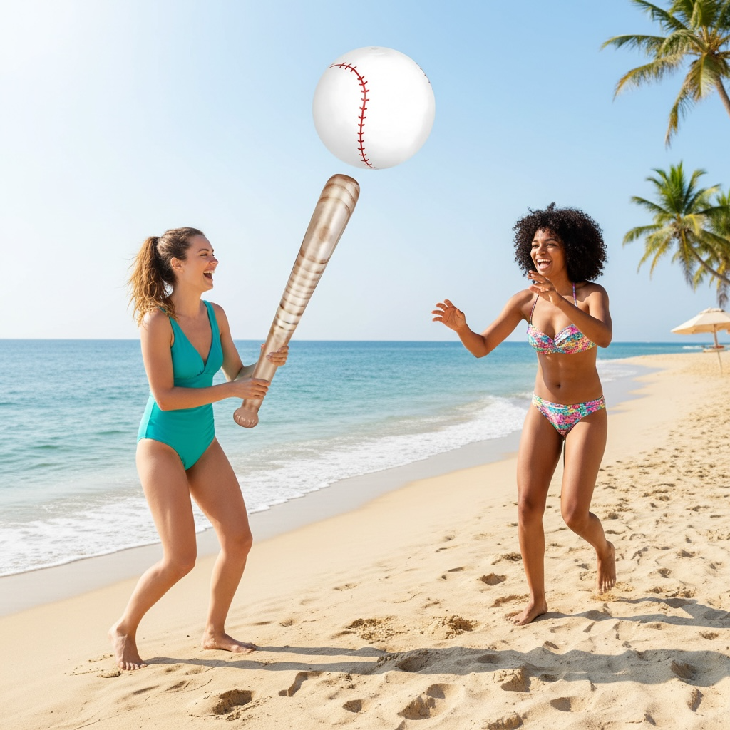 Lewtemi Baseball Beach Set - 3 Inflatable Pieces for Summer Fun