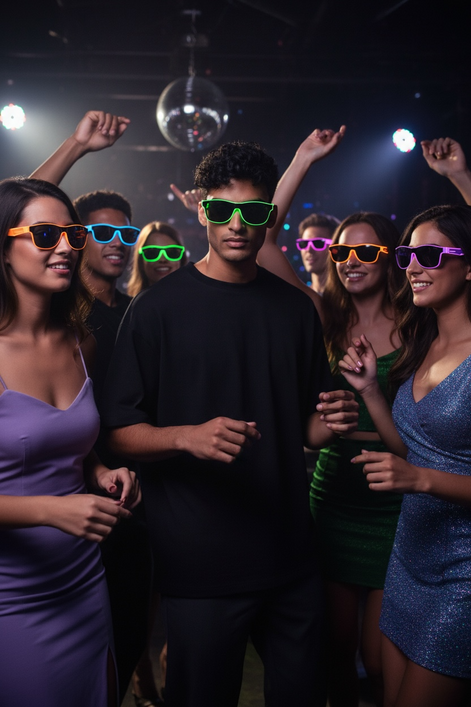 LED Neon Glasses – Voice-Activated Party Shades for Raves by Wave & Hang