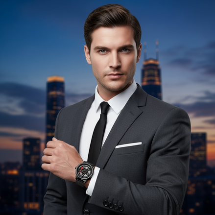 Men’s Waterproof Wheel Watch – Durable Stainless Steel Round Dial by Wave & Hang