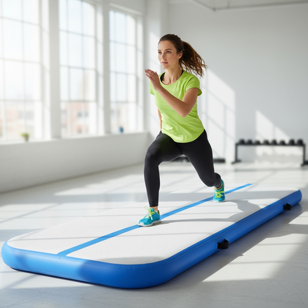 EDOSTORY Inflatable Air Gymnastics Mat With Electric Pump 10ft by Wave & Hang