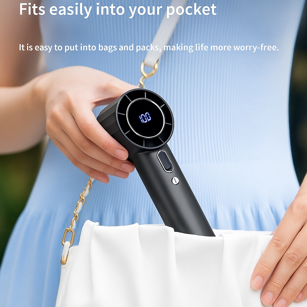 Portable Mini Handheld Fan – USB Rechargeable, Quiet, 6-Speed, Lightweight & Powerful Cooling