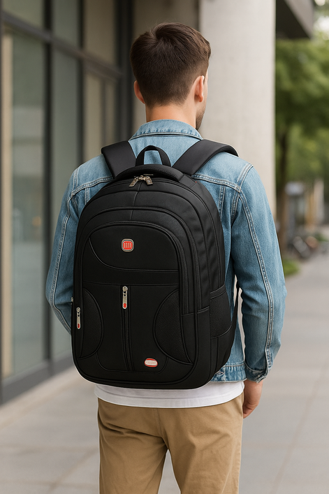Sleek Black Laptop Backpack – Durable, Waterproof & Multi-Purpose