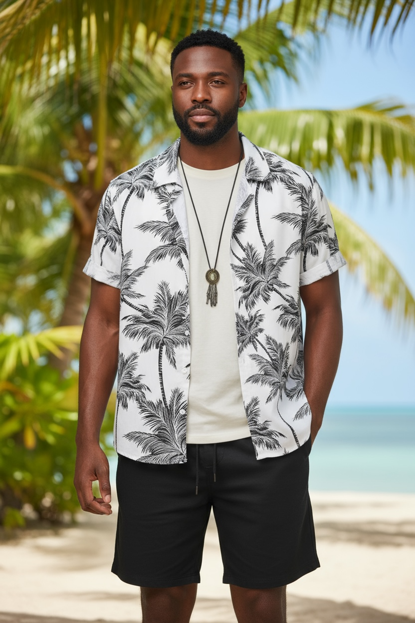 Men's 3D Print Beach Set | Tropical Style & Comfort by Wave & Hang