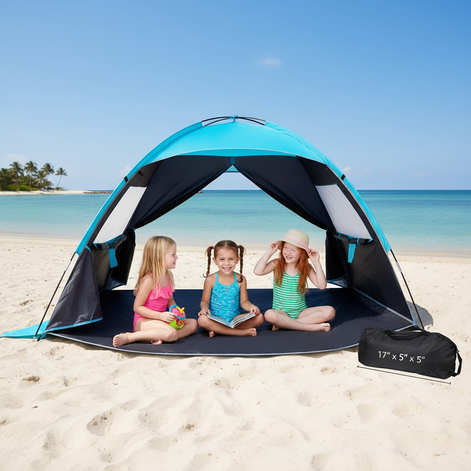 Beach Tent Beach Shade - Portable UPF 50+ Protection for 2-3 People