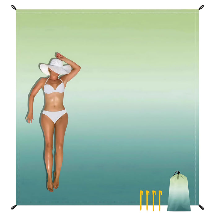 BeachGuard Large Waterproof Sandproof Beach Blanket - Green Gradient