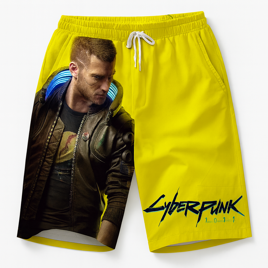 Cyberpunk 3D Print Beach Shorts for Couples by Wave & Hang