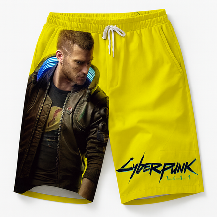 Cyberpunk 3D Print Beach Shorts for Couples by Wave & Hang