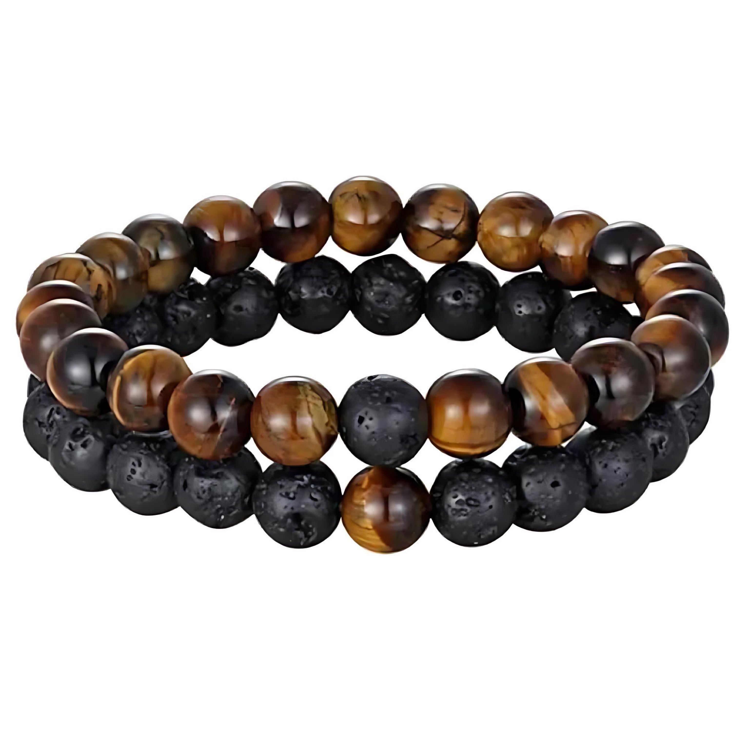 Couple’s Black Yoga Beaded Bracelet – Handmade Stone Bracelet for Men & Women by Wave & Hang