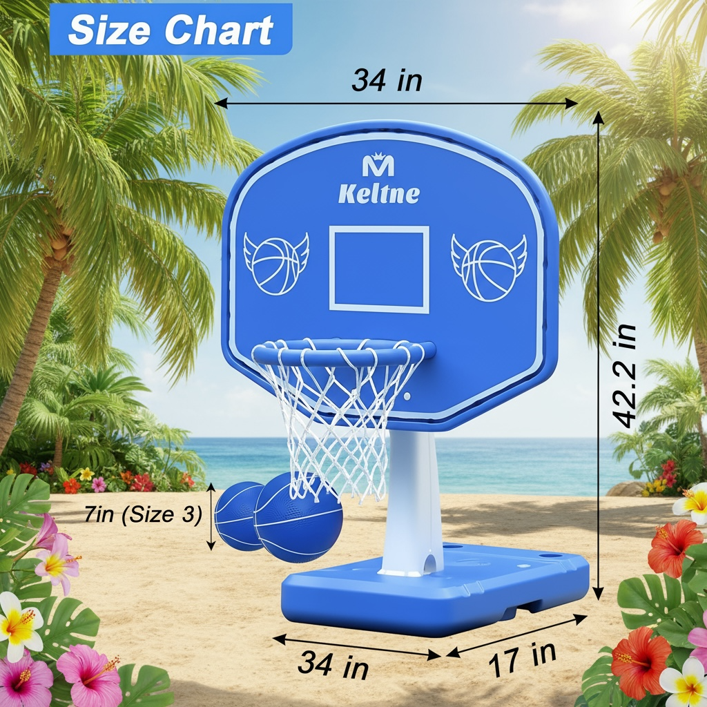 Lxheir Adjustable Pool Basketball Hoop Set With 2 Balls Pump And Sturdy Base For Family Fun by Wave & Hang