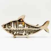 Wooden Fish Carving – Creative Ocean Art Desktop & Shelf Decor