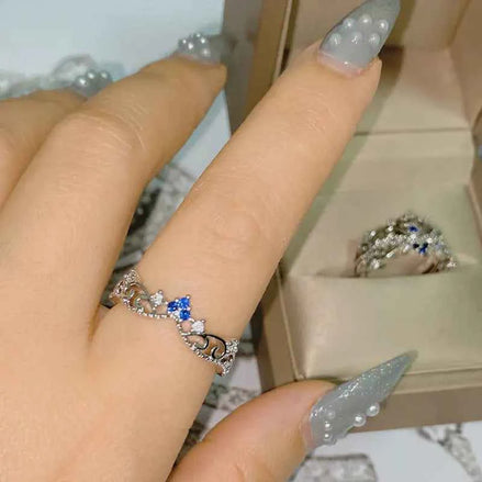 Royal Ocean Blue Crown Ring – Medieval Princess Style