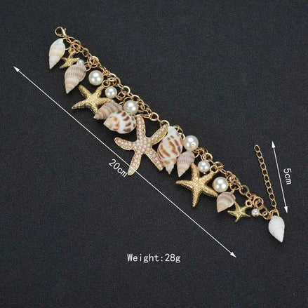 Bohemian Ocean Tide Starfish & Shell Bracelet – Beach Jewelry for Women | Summer Coastal Charm Accessory in Gold & Silver