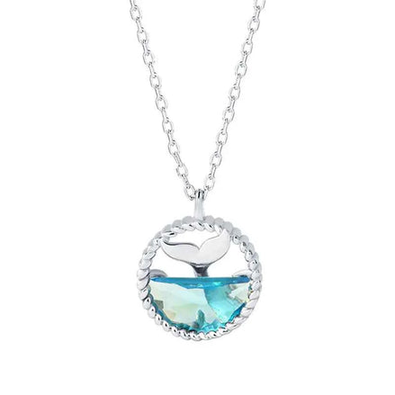 S925 Silver Mermaid Tears Necklace – Ocean Crystal Pendant