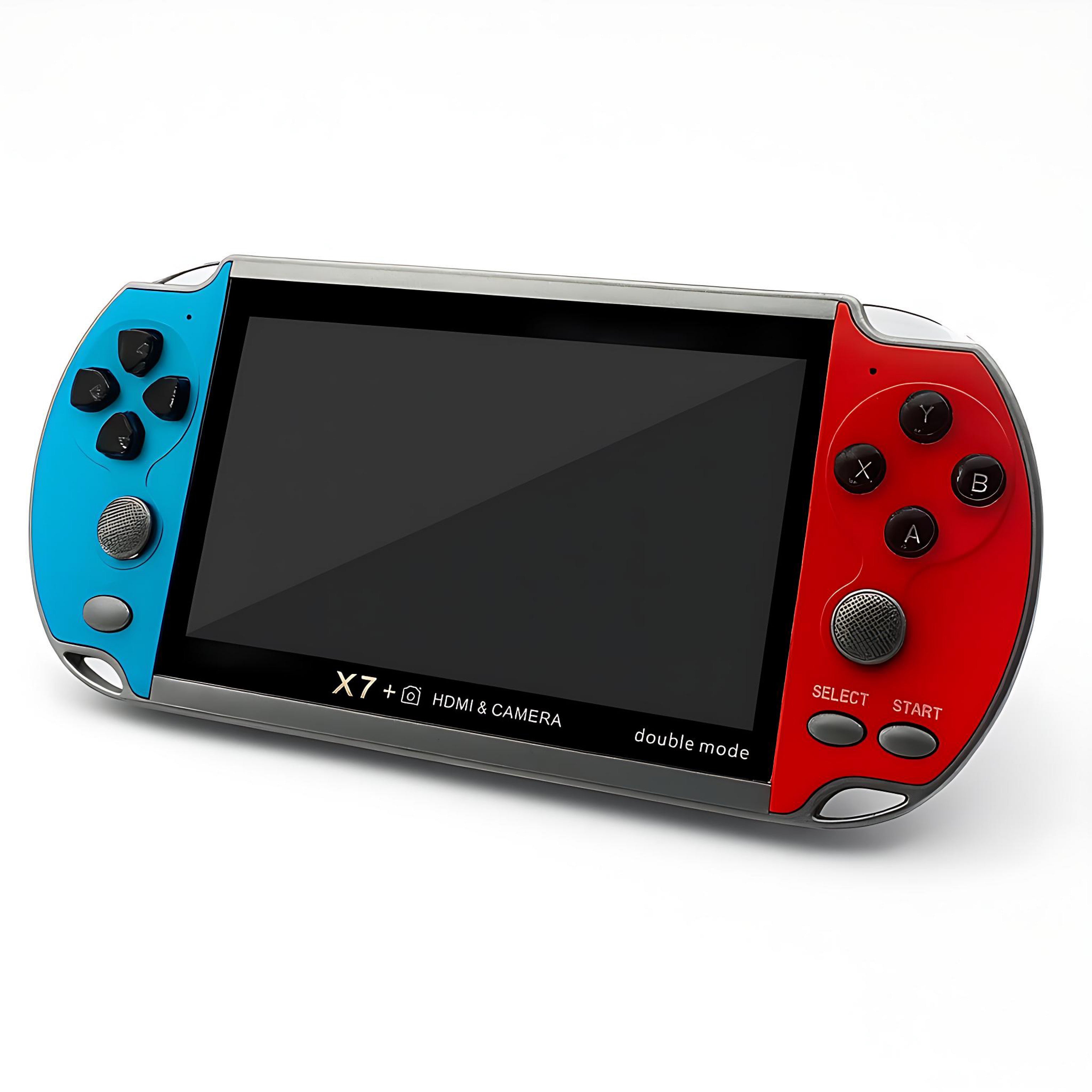 DREAMHAX X7 Plus Handheld Retro Game Console With 10,000 Games Dual Player HDMI 4.3 Inch Red Blue by Wave & Hang
