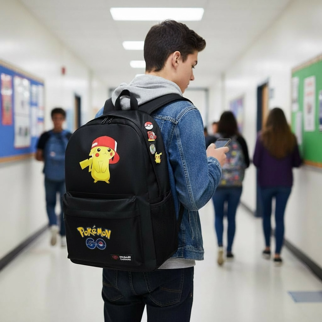 Pokémon Pikachu Backpack – Anime Style School Bag for Students & Fans (Unisex) by Wave & Hang