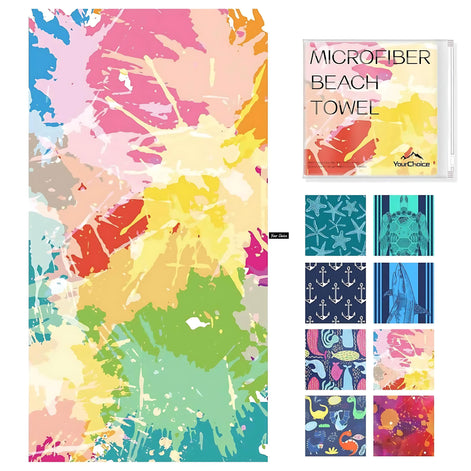 Your Choice Extra Large Microfiber Beach Towel Set - Sand-Free Rainbow