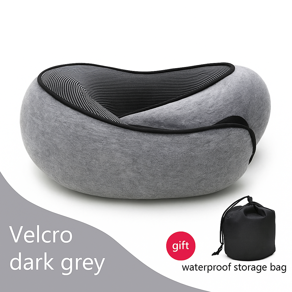 Premium Memory Foam Travel Neck Pillow Ergonomic U Shaped Support For Flights Cars And Office by Wave & Hang