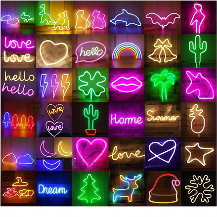 Neon Night Light – LED Modeling Lamp with Pineapple, Heart, and Love Designs | USB or Battery-Powered Neon Sign Light for Bedroom, Living Room, and Party Décor