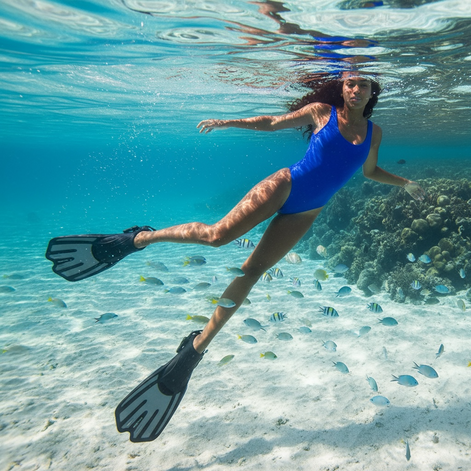 OMGear Short Swim Fins For Adults Adjustable Travel Size Grey S M by Wave & Hang