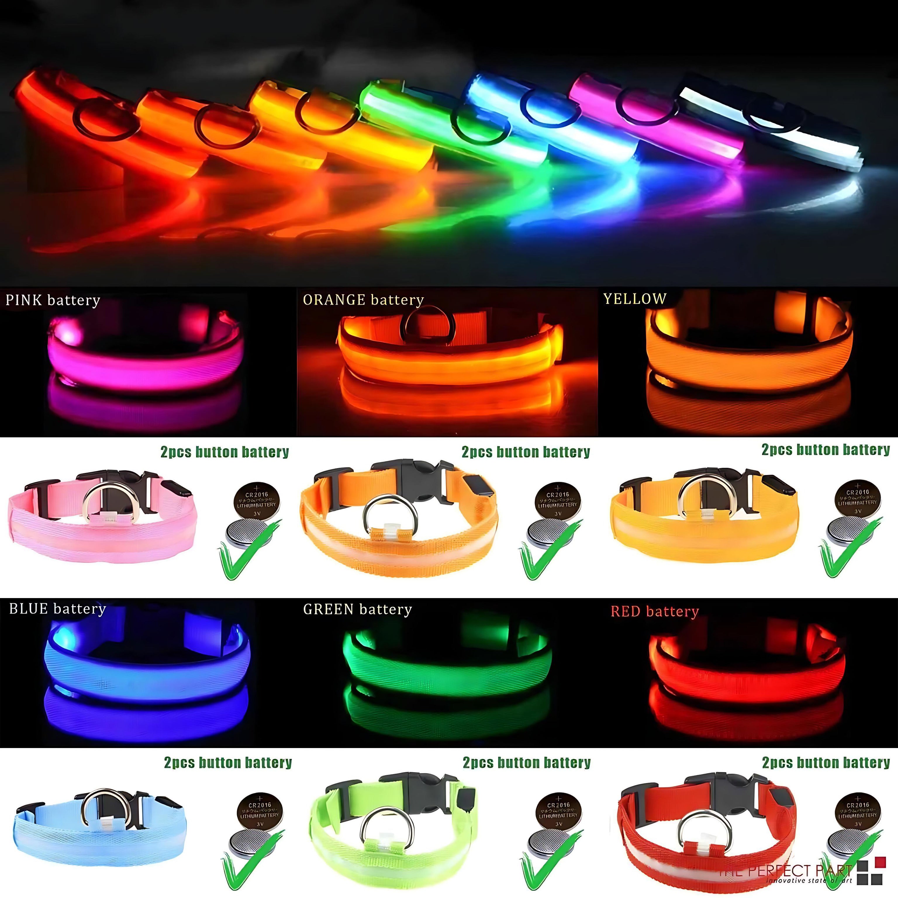 LED Adjustable Dog Collar – Waterproof Blinking Glow Safety Light for Pets by Wave & Hang