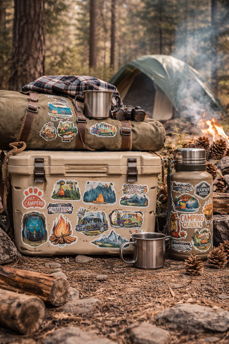 Booppy 50pcs Waterproof Camping Stickers - Aesthetic Adventure Set