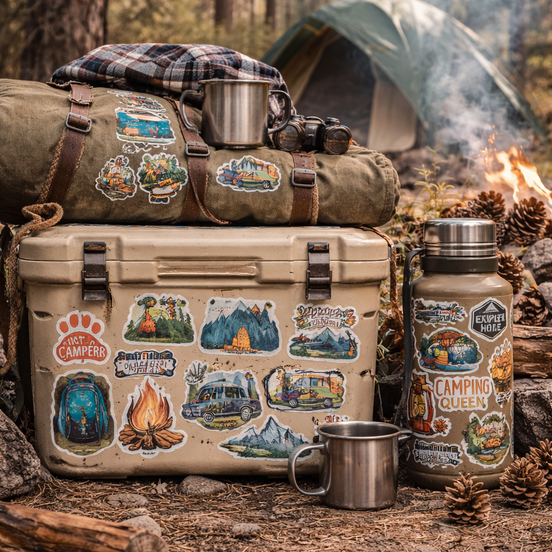 Booppy 50pcs Waterproof Camping Stickers - Aesthetic Adventure Set