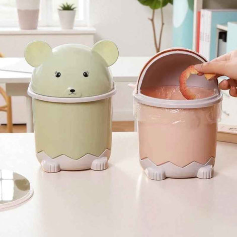 Panda Flip-Top Mini Trash Can | Cute Desktop Bin for Bathroom & Office