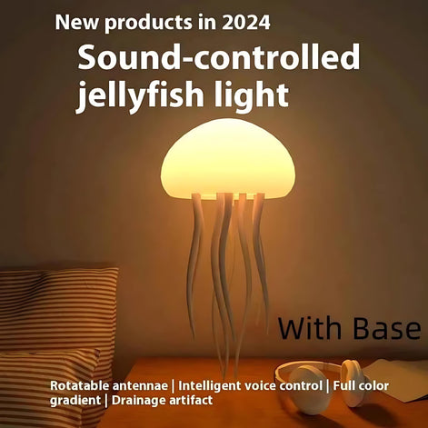 Jellyfish LED Lamp – Soothing Sound-Controlled Night Light for Relaxation by Wave & Hang
