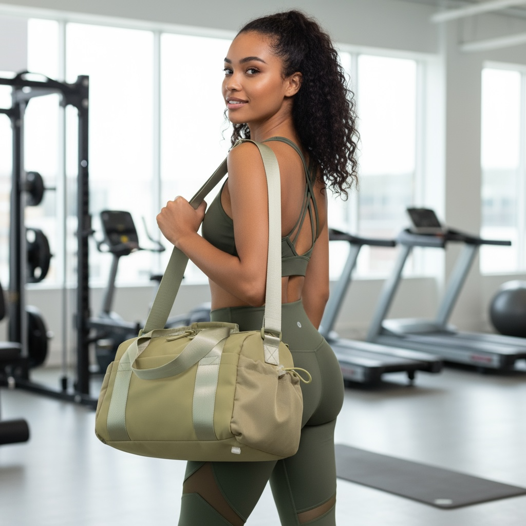 Sports Duffel Bag Lightweight Nylon Water Resistant Shoulder Strap by Wave & Hang