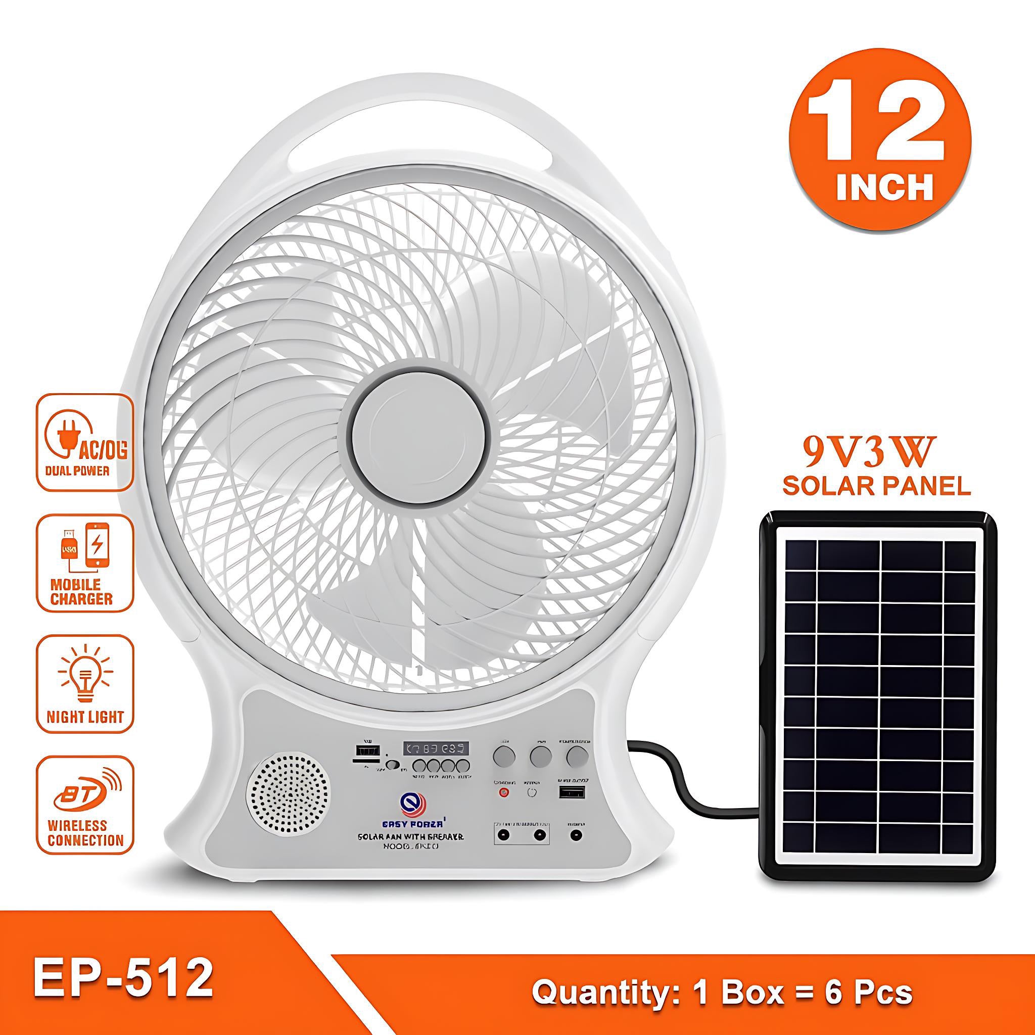 12-Inch Solar-Powered Fan | Ultimate Cooling for Outdoor Fun by Wave & Hang