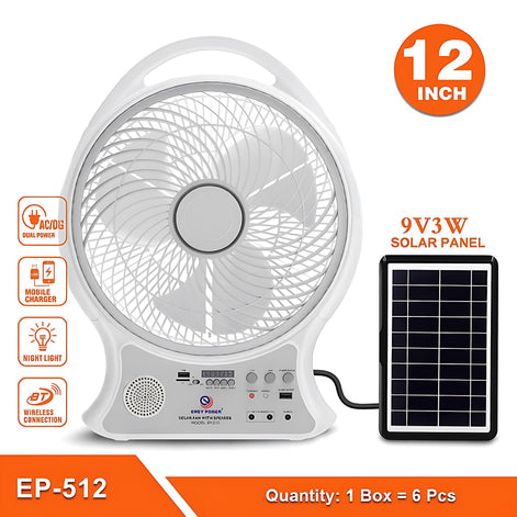 12-Inch Solar-Powered Fan | Ultimate Cooling for Outdoor Fun by Wave & Hang