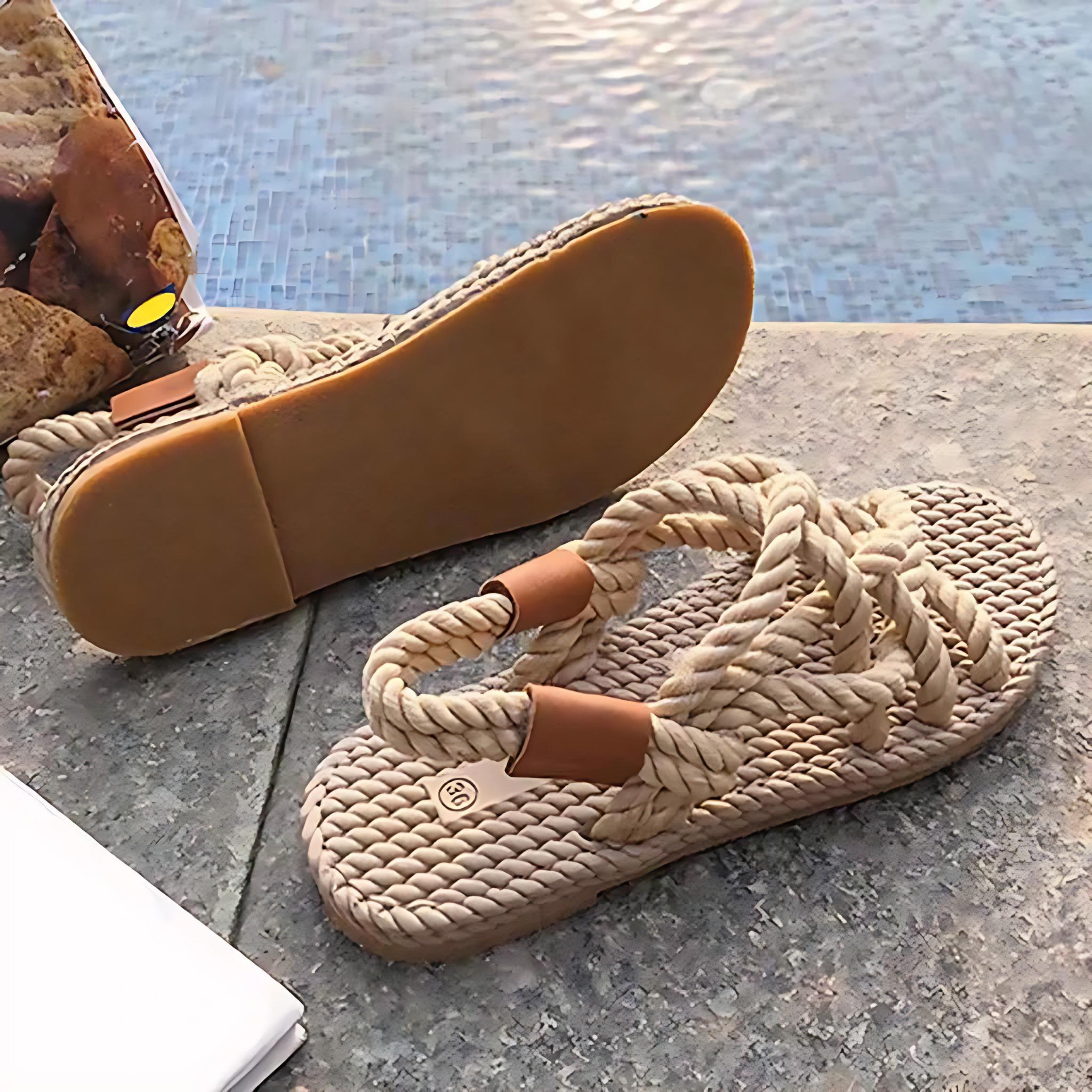Boho Woven Rope Sandals: Stylish, Breathable Summer Flats for Women by Wave & Hang
