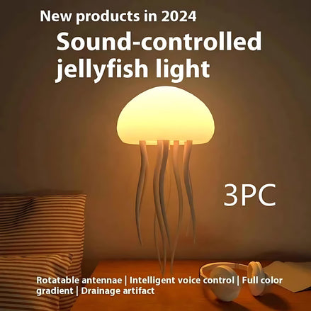 Jellyfish LED Lamp – Soothing Sound-Controlled Night Light for Relaxation by Wave & Hang