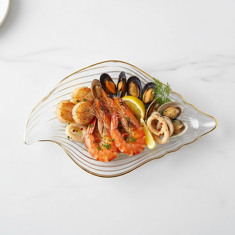 Creative Ocean Dim Sum Plate with Gilt Edging by Wave & Hang