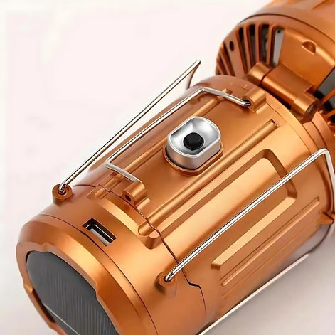 Portable Hand Crank Solar Lantern with Fan & USB Charger – LED Camping Light for Outdoor & Emergency Use by Wave & Hang