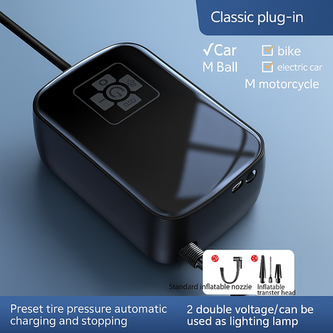 Portable Wireless Car Air Pump With Digital Display, 100W USB Rechargeable Inflator For Cars, Bikes, Motorcycles by Wave & Hang