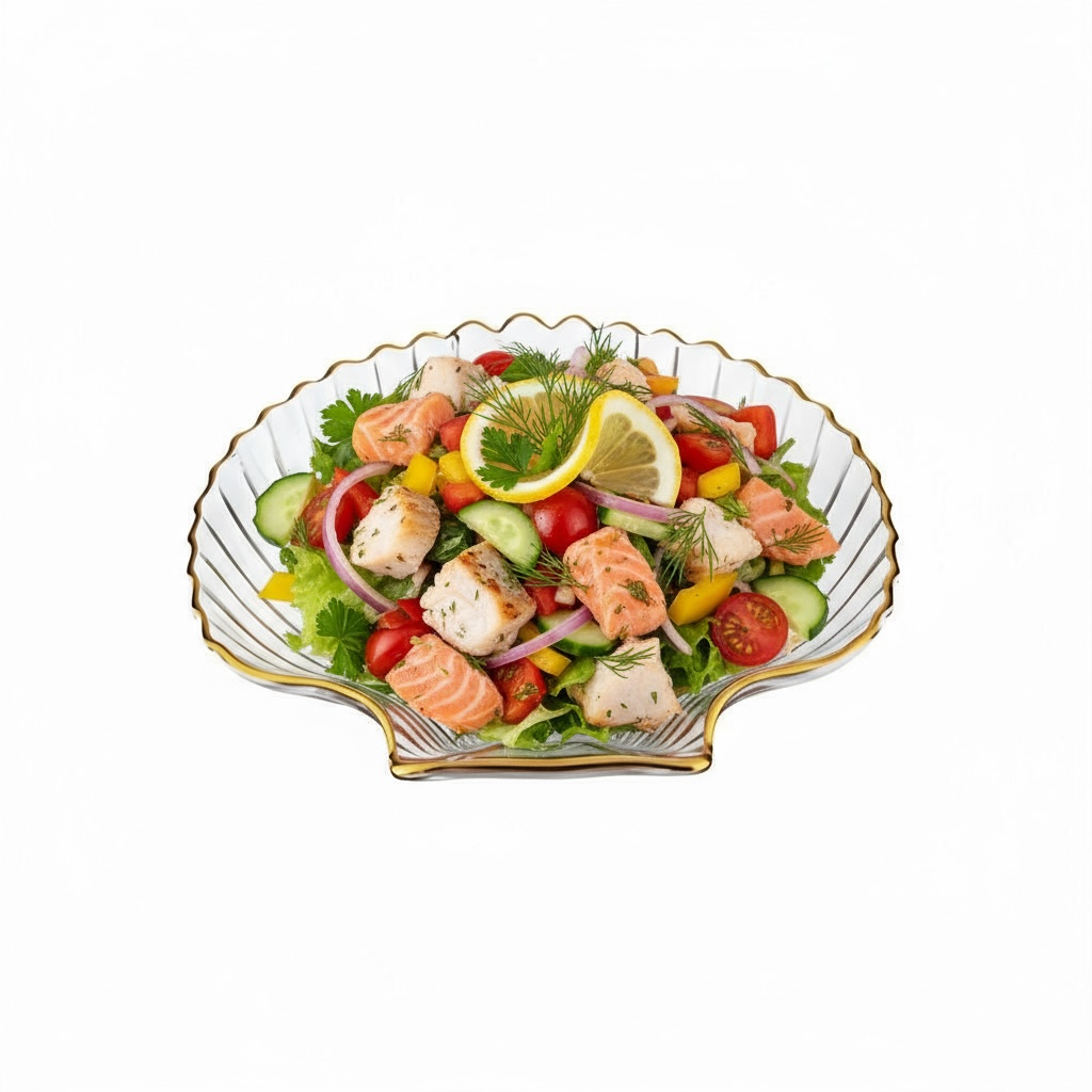 Creative Ocean Dim Sum Plate with Gilt Edging by Wave & Hang