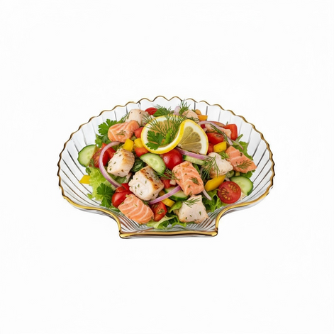 Creative Ocean Dim Sum Plate with Gilt Edging by Wave & Hang