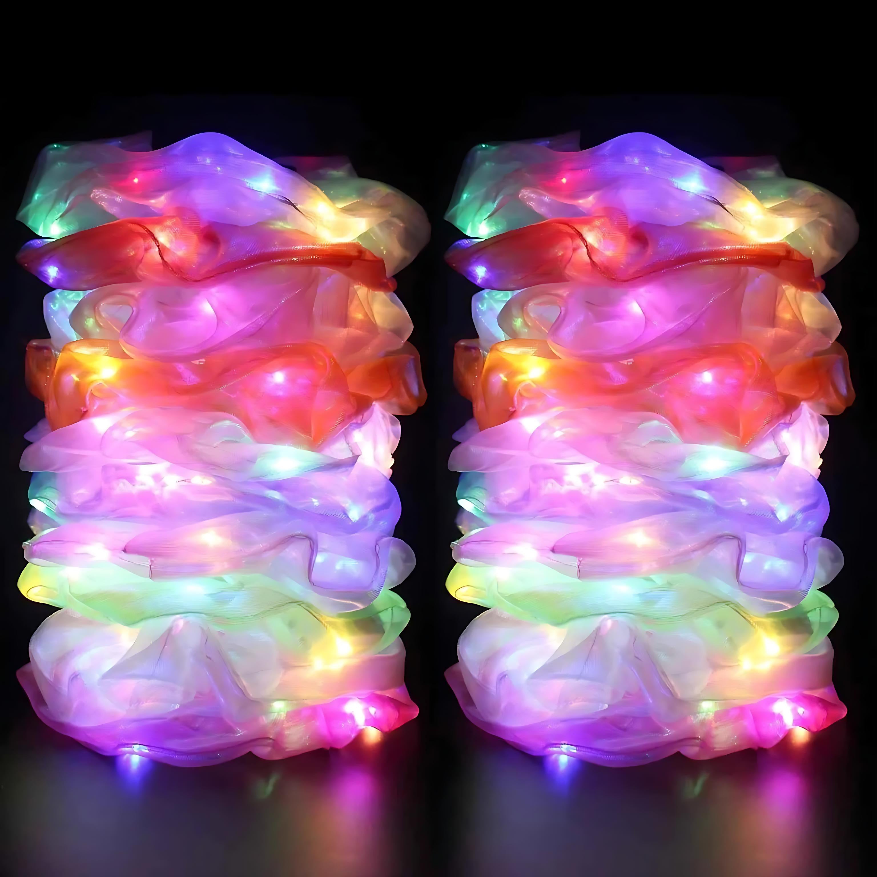 20 LED Glow Hair Scrunchies – Vibrant Ties for Raves & Parties! by Wave & Hang