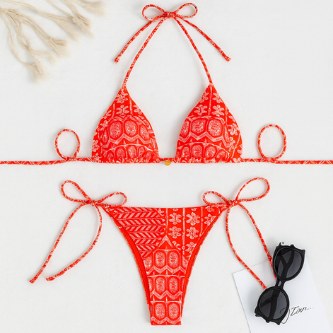 Bohemian Style Bikini Set – Sexy Tribal-Inspired Swimwear for Summer by Wave & Hang