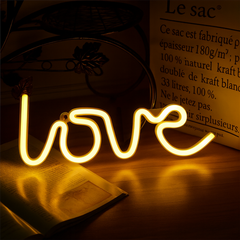 Neon Night Light – LED Modeling Lamp with Pineapple, Heart, and Love Designs | USB or Battery-Powered Neon Sign Light for Bedroom, Living Room, and Party Décor